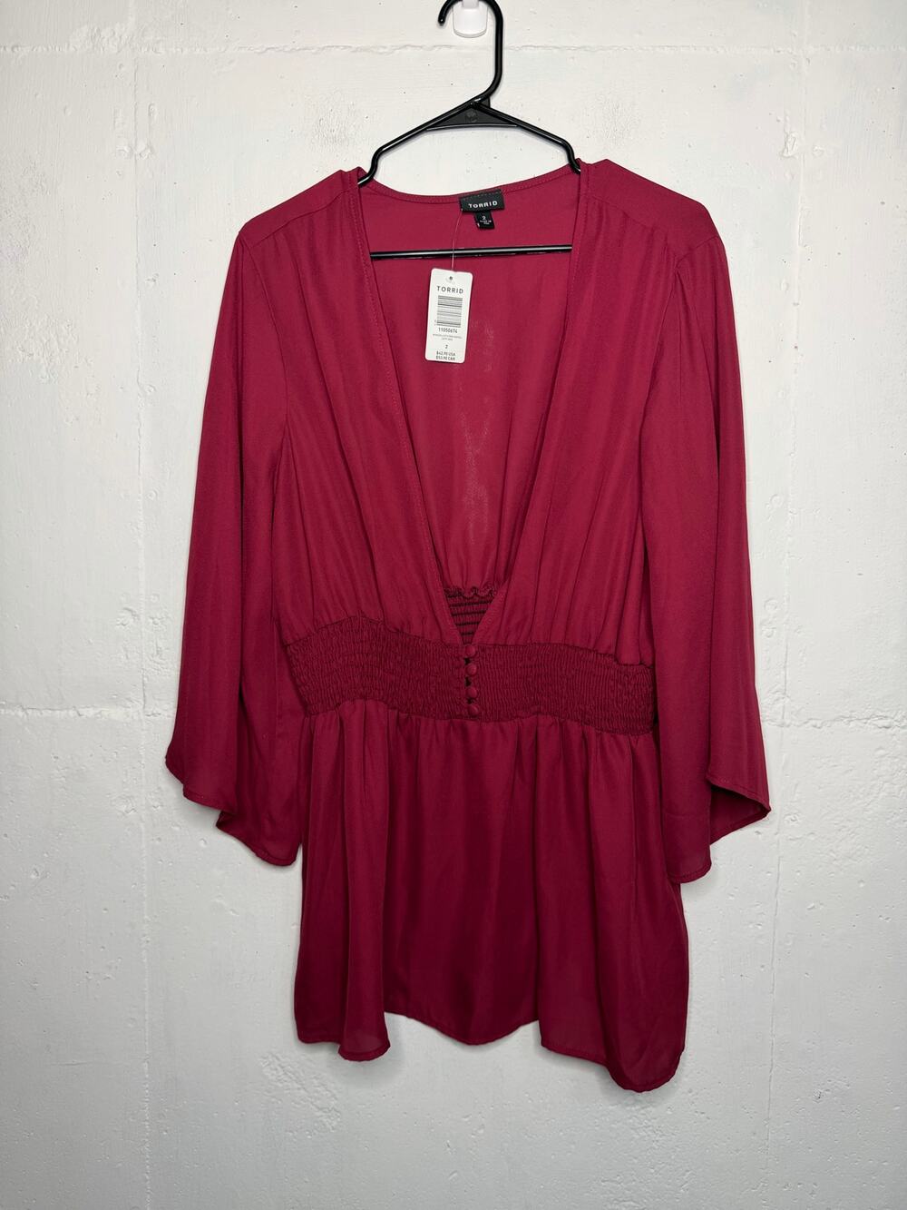 NEW Torrid Sheer Burgundy Babydoll Blouse Size 2X Top